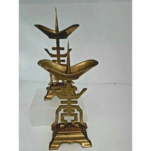 Pair Vintage Hong Kong Incense Burner/candles Holders/Brass Metal "Long Life"